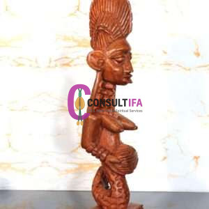 Yemoja Wood Statue – Hand Carved Yoruba Goddess Yemaya Sculpture