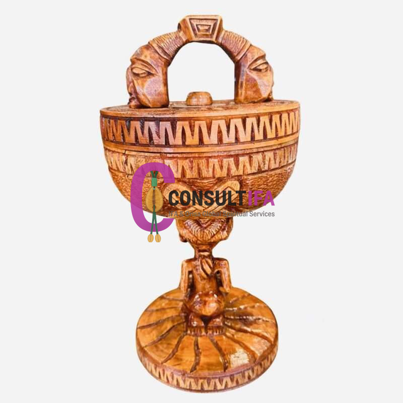 Ajere Ifá in Mahogany – Model C (16” Handmade Ajere Container) - Image 5
