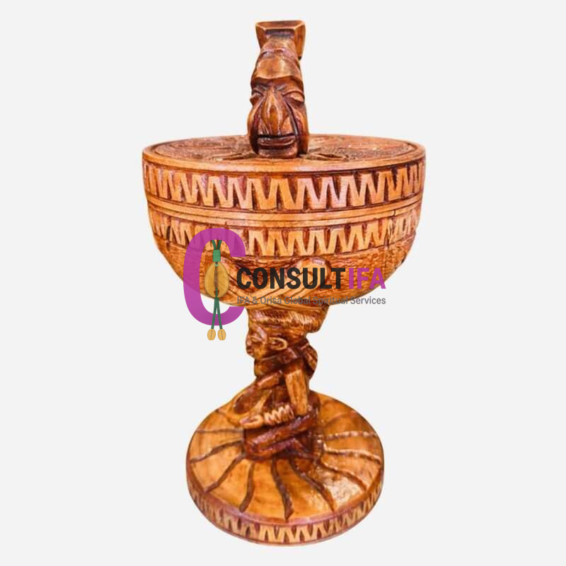Ajere Ifá in Mahogany – Model C (16” Handmade Ajere Container) - Image 4