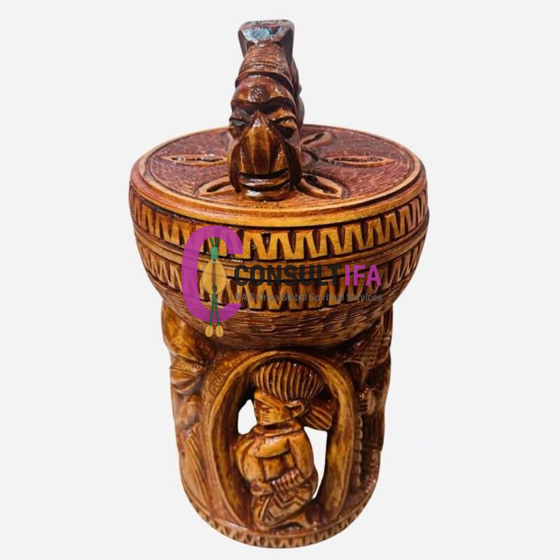 Ajere Ifá in Mahogany – Model C (16” Handmade Ajere Container) - Image 3