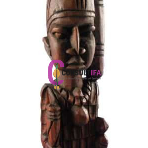 Hand-Carved Orunmila Statue – Authentic Oyo Ifá Orisa Sculpture (Malaina Wood)